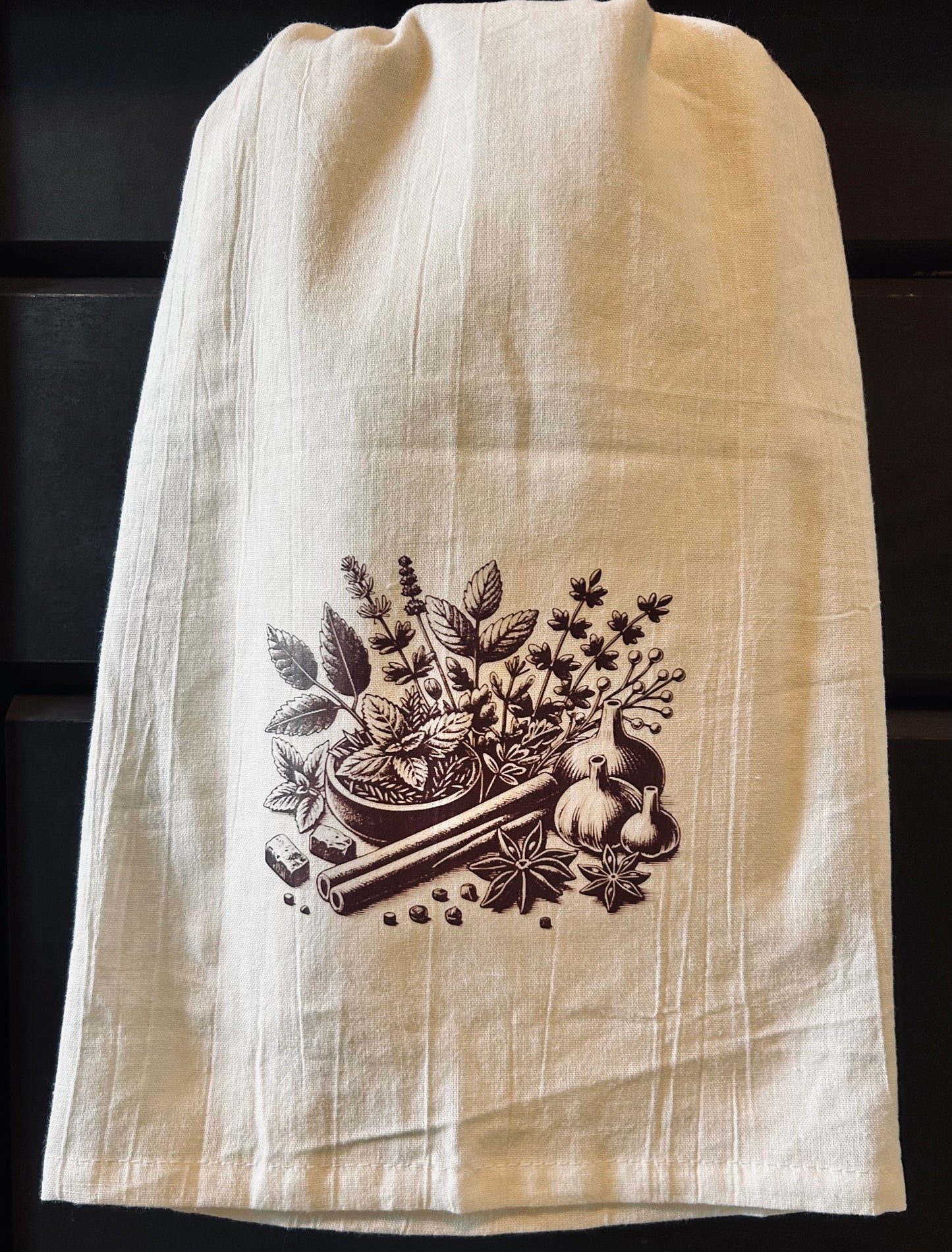 Tea Towel - Brown Herbs & Spices